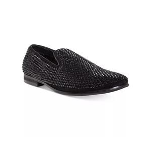 Steven Madden Caviar Black Rhinestone Men's Slip-on Loafers Shoes Size 9.5